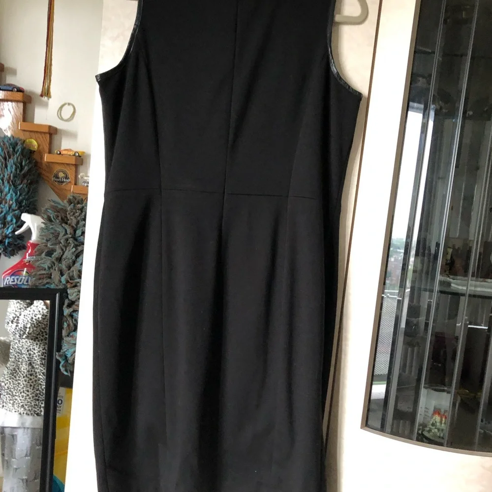 IMAN Black Faux-Leather Paneled Midi Dress - Picture 3 of 5
